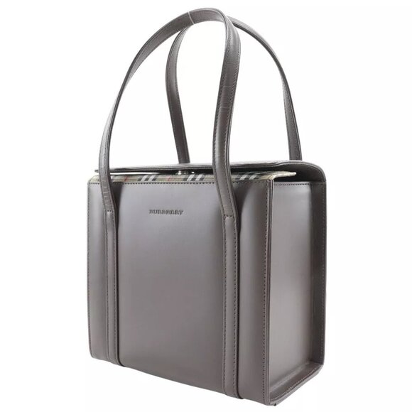 BURBERRY box Handbag Nova Check Brown Calfskin Women - Picture 8 of 9